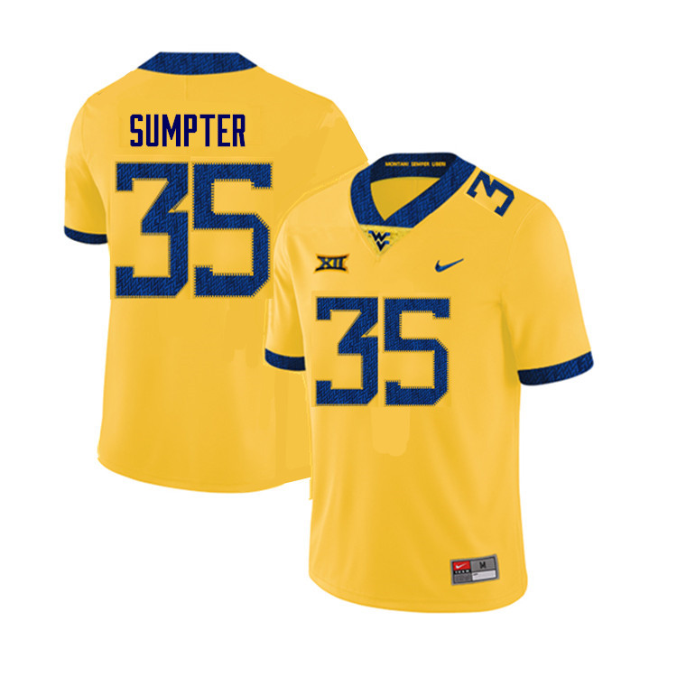 Men #35 Tyler Sumpter West Virginia Mountaineers College Football Jerseys Sale-Yellow